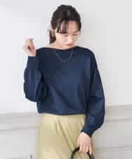 K3FED11044 a.v.v Elmi(アー・ヴェ・ヴェ) 【低身長サイズ】【洗える/UVカット】ボートネック袖タックニット オレンジ