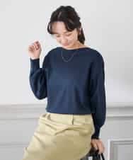 K3FED11044 a.v.v Elmi(アー・ヴェ・ヴェ) 【低身長サイズ】【洗える/UVカット】ボートネック袖タックニット オレンジ