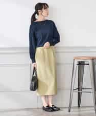 K3FED11044 a.v.v Elmi(アー・ヴェ・ヴェ) 【低身長サイズ】【洗える/UVカット】ボートネック袖タックニット オレンジ