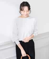 K3FED11044 a.v.v Elmi(アー・ヴェ・ヴェ) 【低身長サイズ】【洗える/UVカット】ボートネック袖タックニット オレンジ