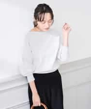 K3FED11044 a.v.v Elmi(アー・ヴェ・ヴェ) 【低身長サイズ】【洗える/UVカット】ボートネック袖タックニット オレンジ