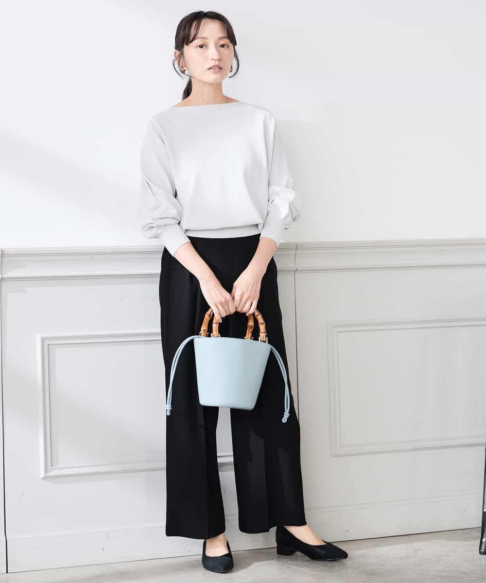 K3FED11044 a.v.v Elmi(アー・ヴェ・ヴェ) 【低身長サイズ】【洗える/UVカット】ボートネック袖タックニット オレンジ