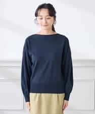 K3FED11044 a.v.v Elmi(アー・ヴェ・ヴェ) 【低身長サイズ】【洗える/UVカット】ボートネック袖タックニット オレンジ