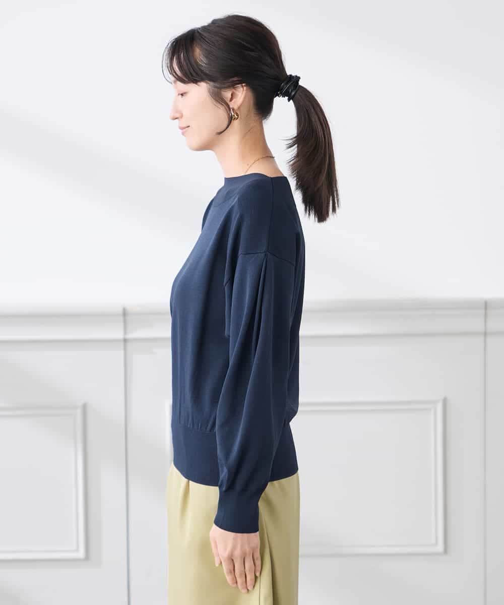 K3FED11044 a.v.v Elmi(アー・ヴェ・ヴェ) 【低身長サイズ】【洗える/UVカット】ボートネック袖タックニット オレンジ