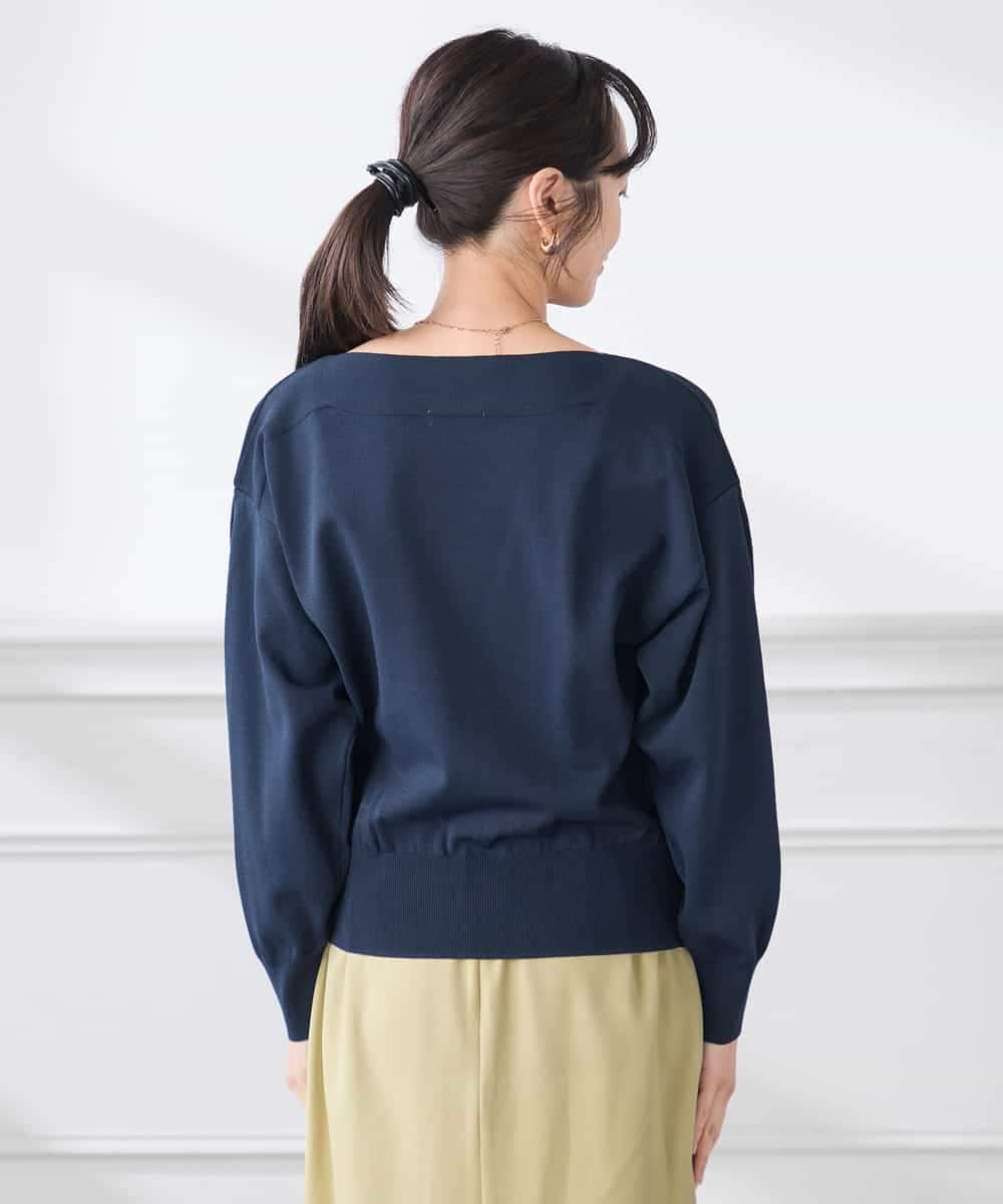 K3FED11044 a.v.v Elmi(アー・ヴェ・ヴェ) 【低身長サイズ】【洗える/UVカット】ボートネック袖タックニット オレンジ