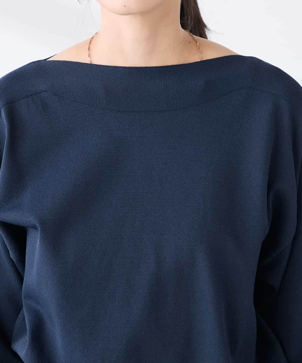 K3FED11044 a.v.v Elmi(アー・ヴェ・ヴェ) 【低身長サイズ】【洗える/UVカット】ボートネック袖タックニット オレンジ