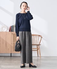 K3FED12044 a.v.v Elmi(アー・ヴェ・ヴェ) 【低身長サイズ】プリーツスリーブニット ネイビー