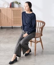 K3FED12044 a.v.v Elmi(アー・ヴェ・ヴェ) 【低身長サイズ】プリーツスリーブニット ネイビー