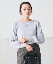 K3FED12044 a.v.v Elmi(アー・ヴェ・ヴェ) 【低身長サイズ】プリーツスリーブニット ネイビー