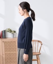 K3FED12044 a.v.v Elmi(アー・ヴェ・ヴェ) 【低身長サイズ】プリーツスリーブニット ネイビー