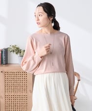 K3FED12044 a.v.v Elmi(アー・ヴェ・ヴェ) 【低身長サイズ】プリーツスリーブニット ネイビー