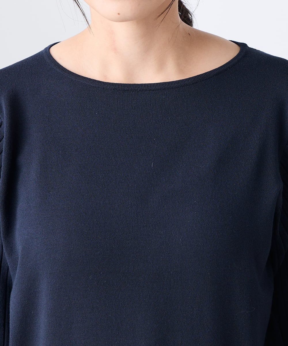 K3FED12044 a.v.v Elmi(アー・ヴェ・ヴェ) 【低身長サイズ】プリーツスリーブニット ネイビー