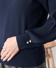 K3FED12044 a.v.v Elmi(アー・ヴェ・ヴェ) 【低身長サイズ】プリーツスリーブニット ネイビー