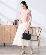 K3FED12044 a.v.v Elmi(アー・ヴェ・ヴェ) 【低身長サイズ】プリーツスリーブニット ネイビー