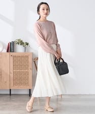 K3FED12044 a.v.v Elmi(アー・ヴェ・ヴェ) 【低身長サイズ】プリーツスリーブニット ネイビー