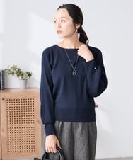 K3FED12044 a.v.v Elmi(アー・ヴェ・ヴェ) 【低身長サイズ】プリーツスリーブニット ネイビー