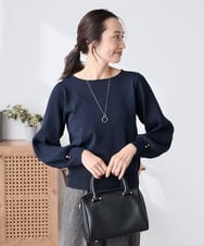 K3FED12044 a.v.v Elmi(アー・ヴェ・ヴェ) 【低身長サイズ】プリーツスリーブニット ネイビー