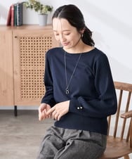 K3FED12044 a.v.v Elmi(アー・ヴェ・ヴェ) 【低身長サイズ】プリーツスリーブニット ネイビー