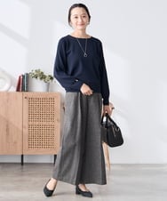 K3FED12044 a.v.v Elmi(アー・ヴェ・ヴェ) 【低身長サイズ】プリーツスリーブニット ネイビー