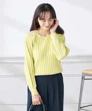 K3FED15044 a.v.v(アー・ヴェ・ヴェ) 【低身長サイズ】【洗える/UVカット】プリーツライクニット ライトイエロー