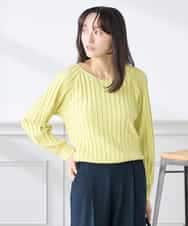 K3FED15044 a.v.v(アー・ヴェ・ヴェ) 【低身長サイズ】【洗える/UVカット】プリーツライクニット ライトイエロー