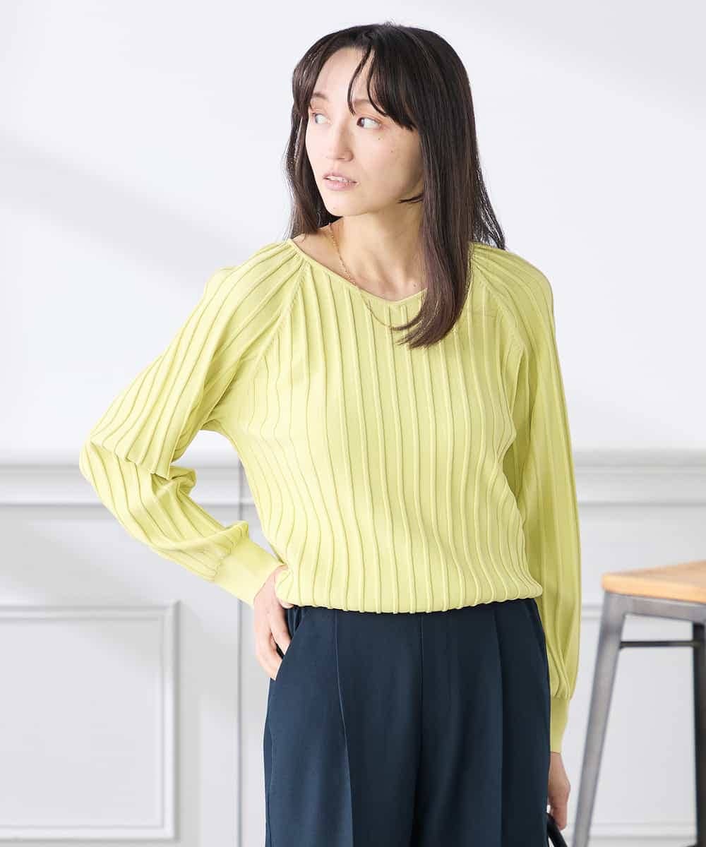 K3FED15044 a.v.v(アー・ヴェ・ヴェ) 【低身長サイズ】【洗える/UVカット】プリーツライクニット ライトイエロー