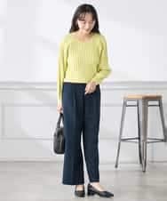 K3FED15044 a.v.v(アー・ヴェ・ヴェ) 【低身長サイズ】【洗える/UVカット】プリーツライクニット ライトイエロー