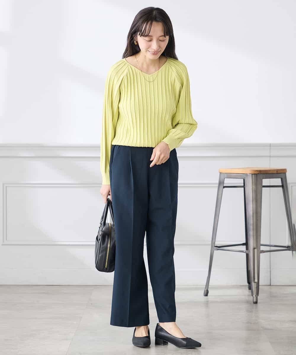 K3FED15044 a.v.v(アー・ヴェ・ヴェ) 【低身長サイズ】【洗える/UVカット】プリーツライクニット ライトイエロー