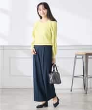 K3FED15044 a.v.v(アー・ヴェ・ヴェ) 【低身長サイズ】【洗える/UVカット】プリーツライクニット ライトイエロー