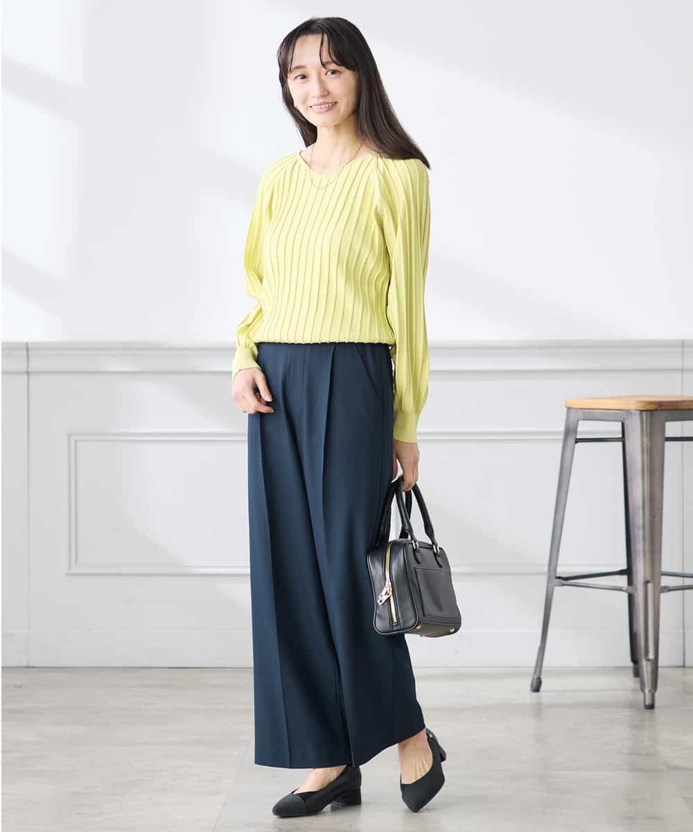 K3FED15044 a.v.v(アー・ヴェ・ヴェ) 【低身長サイズ】【洗える/UVカット】プリーツライクニット ライトイエロー