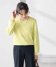 K3FED59039 a.v.v Elmi(アー・ヴェ・ヴェ) 【低身長サイズ】【洗える/UVカット】Vネックパフスリーブニット ライトイエロー