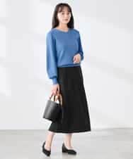 K3FED59039 a.v.v Elmi(アー・ヴェ・ヴェ) 【低身長サイズ】【洗える/UVカット】Vネックパフスリーブニット ライトイエロー