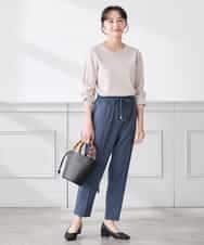 K3FED59039 a.v.v Elmi(アー・ヴェ・ヴェ) 【低身長サイズ】【洗える/UVカット】Vネックパフスリーブニット ライトイエロー