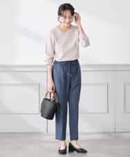 K3FED59039 a.v.v Elmi(アー・ヴェ・ヴェ) 【低身長サイズ】【洗える/UVカット】Vネックパフスリーブニット ライトイエロー