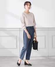 K3FED59039 a.v.v Elmi(アー・ヴェ・ヴェ) 【低身長サイズ】【洗える/UVカット】Vネックパフスリーブニット ライトイエロー