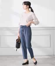 K3FED59039 a.v.v Elmi(アー・ヴェ・ヴェ) 【低身長サイズ】【洗える/UVカット】Vネックパフスリーブニット ライトイエロー