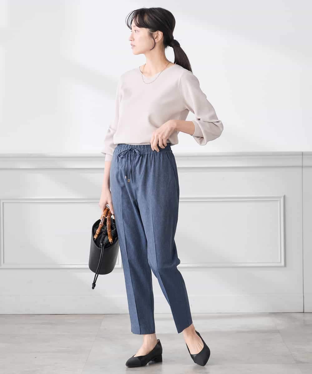 K3FED59039 a.v.v Elmi(アー・ヴェ・ヴェ) 【低身長サイズ】【洗える/UVカット】Vネックパフスリーブニット ライトイエロー