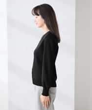 K3FED59039 a.v.v Elmi(アー・ヴェ・ヴェ) 【低身長サイズ】【洗える/UVカット】Vネックパフスリーブニット ライトイエロー