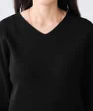 K3FED59039 a.v.v Elmi(アー・ヴェ・ヴェ) 【低身長サイズ】【洗える/UVカット】Vネックパフスリーブニット ライトイエロー