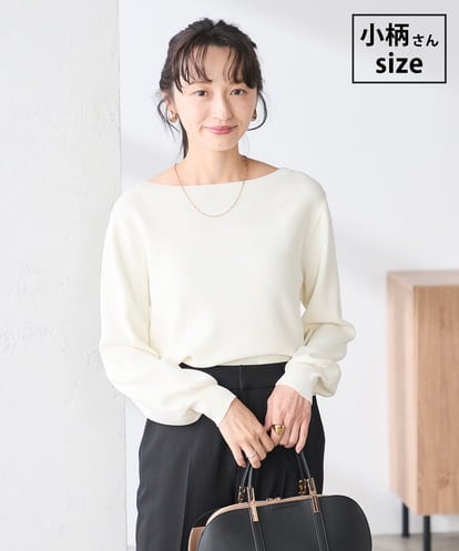 K3FED69039 a.v.v Elmi 【低身長サイズ】【WEB限定/洗える/UVカット】ボートネックパフスリーブニット