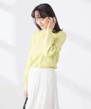 K3FED69039 a.v.v Elmi(アー・ヴェ・ヴェ) 【低身長サイズ】【WEB限定/洗える/UVカット】ボートネックパフスリーブニット ライトイエロー
