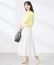 K3FED69039 a.v.v Elmi(アー・ヴェ・ヴェ) 【低身長サイズ】【WEB限定/洗える/UVカット】ボートネックパフスリーブニット ライトイエロー