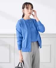 K3FED69039 a.v.v Elmi(アー・ヴェ・ヴェ) 【低身長サイズ】【WEB限定/洗える/UVカット】ボートネックパフスリーブニット ライトイエロー