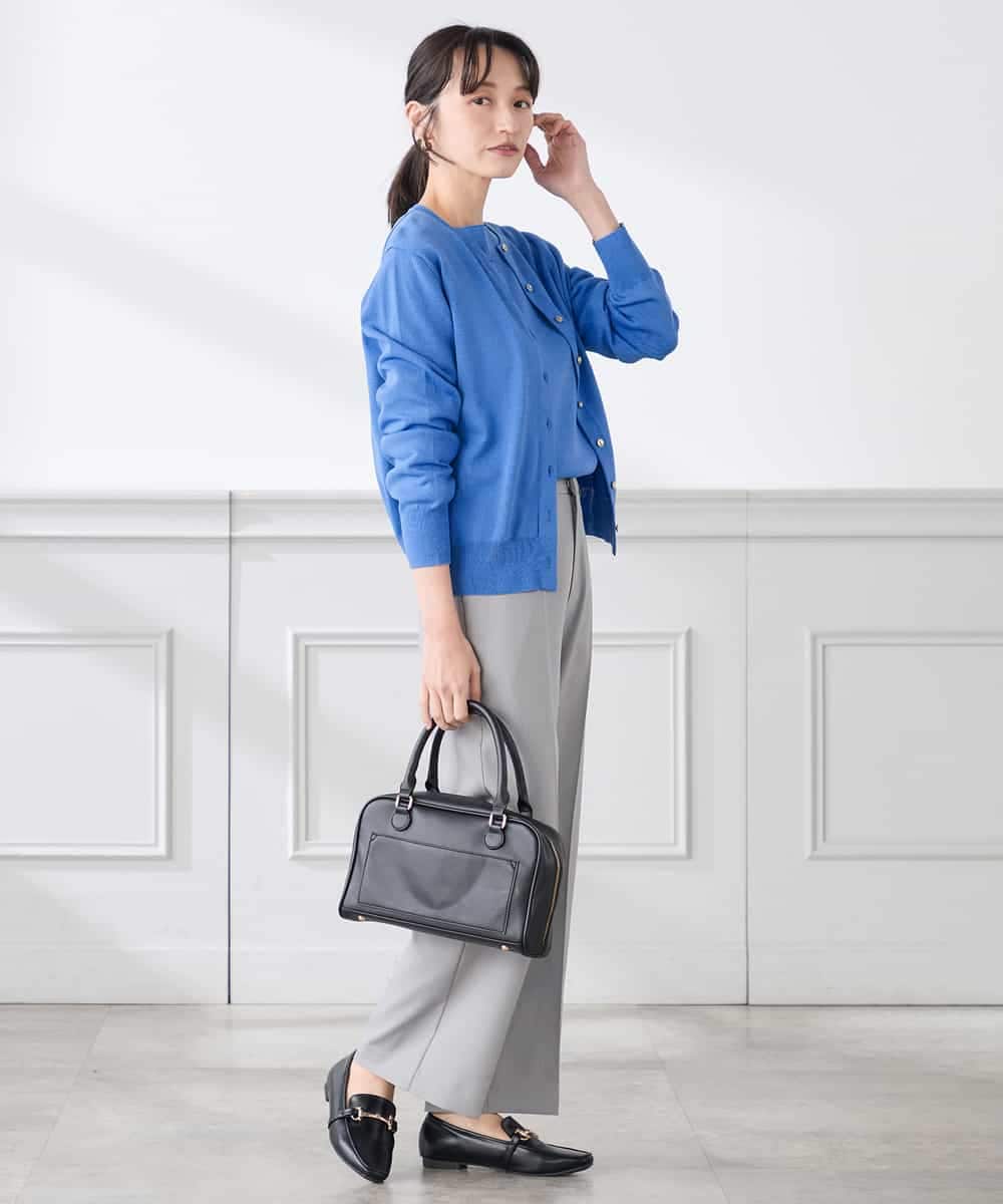 K3FED69039 a.v.v Elmi(アー・ヴェ・ヴェ) 【低身長サイズ】【WEB限定/洗える/UVカット】ボートネックパフスリーブニット ライトイエロー