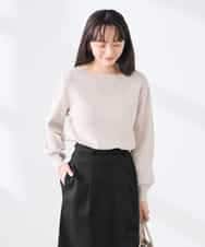 K3FED69039 a.v.v Elmi(アー・ヴェ・ヴェ) 【低身長サイズ】【WEB限定/洗える/UVカット】ボートネックパフスリーブニット ライトイエロー