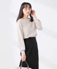 K3FED69039 a.v.v Elmi(アー・ヴェ・ヴェ) 【低身長サイズ】【WEB限定/洗える/UVカット】ボートネックパフスリーブニット ライトイエロー