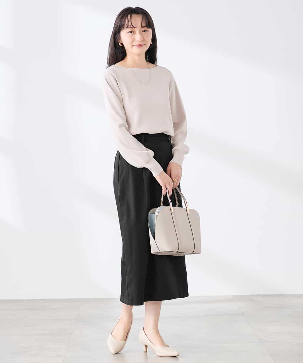 K3FED69039 a.v.v Elmi(アー・ヴェ・ヴェ) 【低身長サイズ】【WEB限定/洗える/UVカット】ボートネックパフスリーブニット ライトイエロー