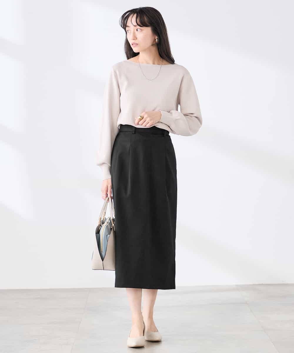 K3FED69039 a.v.v Elmi(アー・ヴェ・ヴェ) 【低身長サイズ】【WEB限定/洗える/UVカット】ボートネックパフスリーブニット ライトイエロー