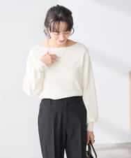 K3FED69039 a.v.v Elmi(アー・ヴェ・ヴェ) 【低身長サイズ】【WEB限定/洗える/UVカット】ボートネックパフスリーブニット ライトイエロー