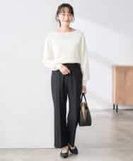 K3FED69039 a.v.v Elmi(アー・ヴェ・ヴェ) 【低身長サイズ】【WEB限定/洗える/UVカット】ボートネックパフスリーブニット ライトイエロー